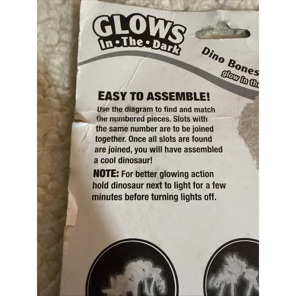 Glows In the Dark DINO BONES Set of 2 Complete Glowing Triceratops Ankylosaurus
